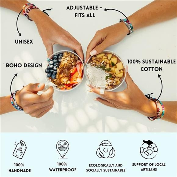 Surfer Beach Bracelet Set Men & Women - Braided Boho Summer Bracelets - Handmade - Picture 7 of 9